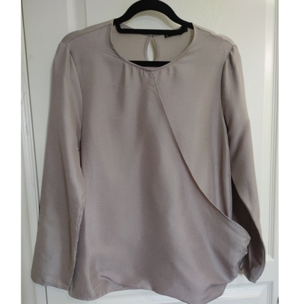 MANGO BLOUSON MISTIC - GLOSSY CROSSOVER BLOUSE GRAY (M)
